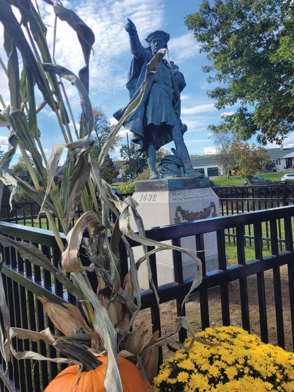 STATUE UNVEILED: The statue lived in Providence for 130 years. It was vandalized and removed and sat in storage before it was erected in Johnston’s War Memorial Park. On Monday, Columbus Day, the historic Christopher Columbus statue was unveiled to the public.